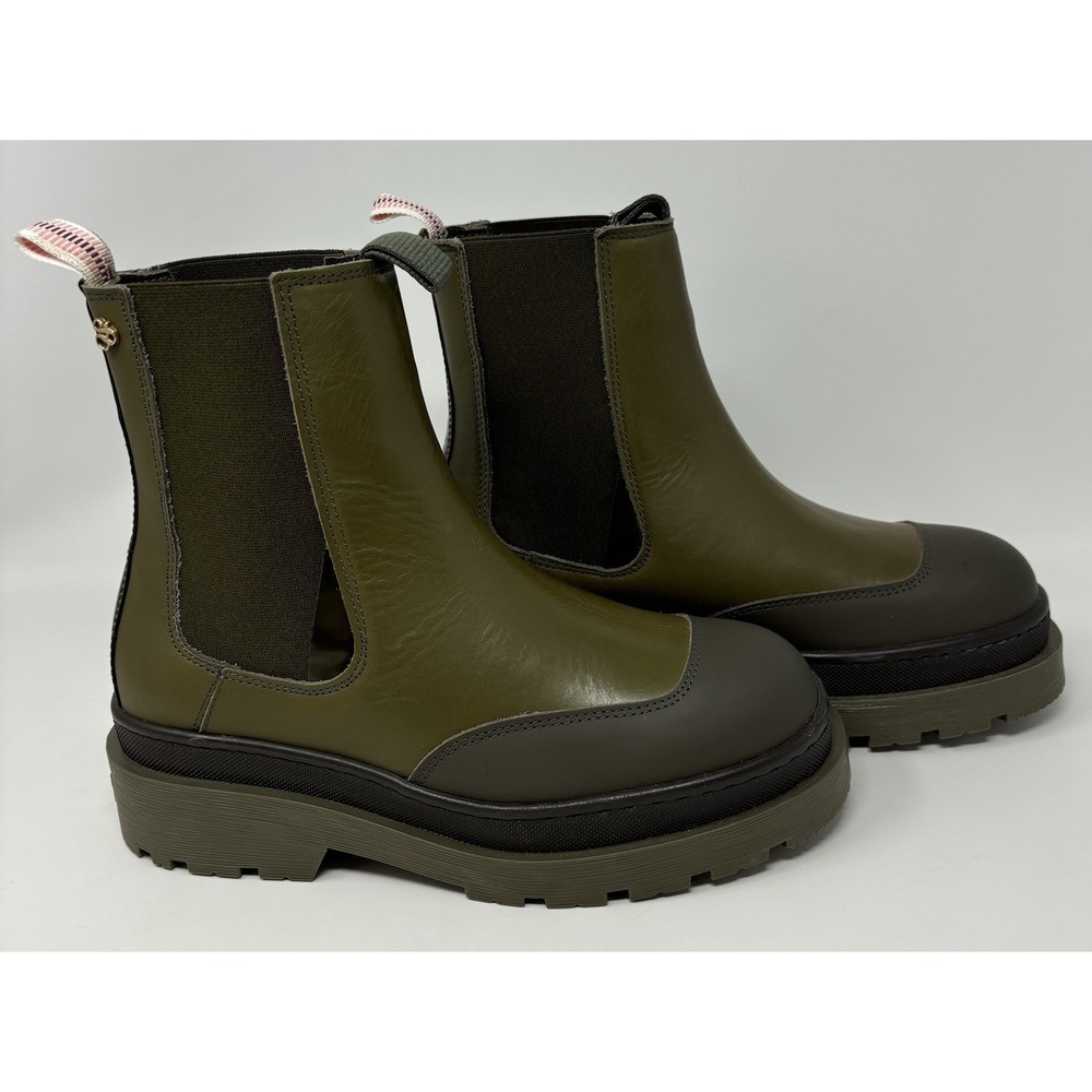 SCOTCH & SODA Made In Portugal Aubri Chelsea Boots Olive Green Size 8